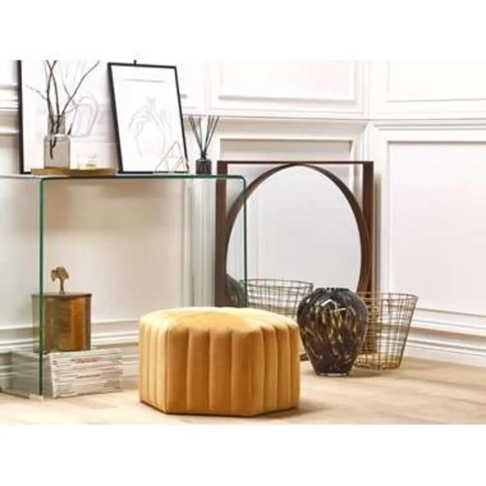 MURIETTA - Poef - Geel - 53 cm - Fluweel