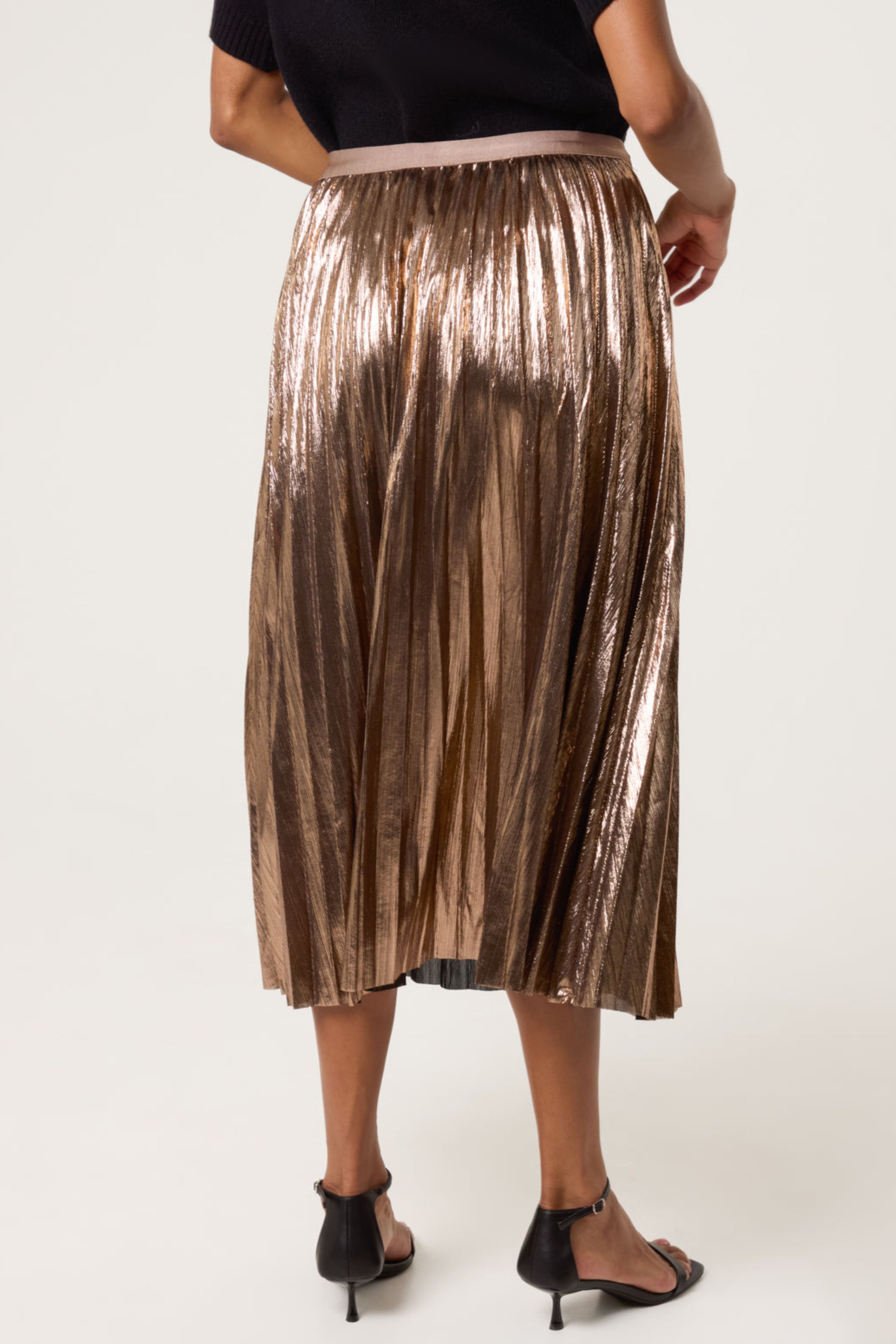 Blue Vanilla Bronze Metallic Pleated Tulle Skirt
