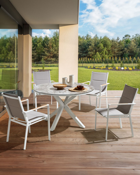 Zestaw 4 krzeseł ogrodowych aluminium szary
