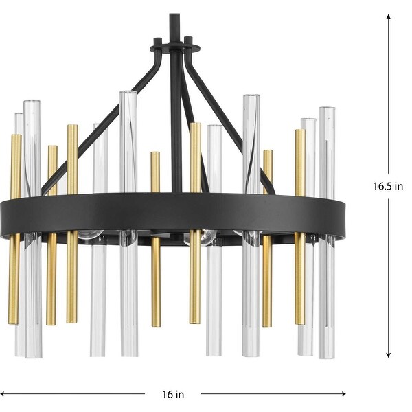 Orrizo Collection 16 in. Three-Light Black Luxe Semi-Flush Convertible - 16 in x 16 in x 16.5 in