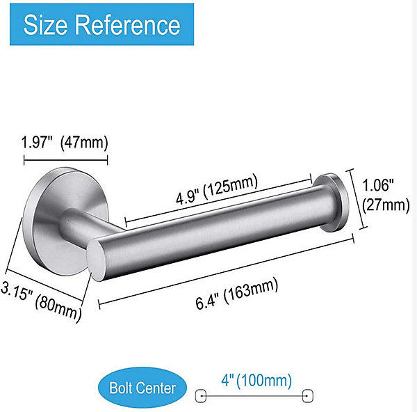 BASHLWUA 1 pc Porte-papier hygiénique argenté Porte-papier hygiénique mural en acier inoxydable 304 poli