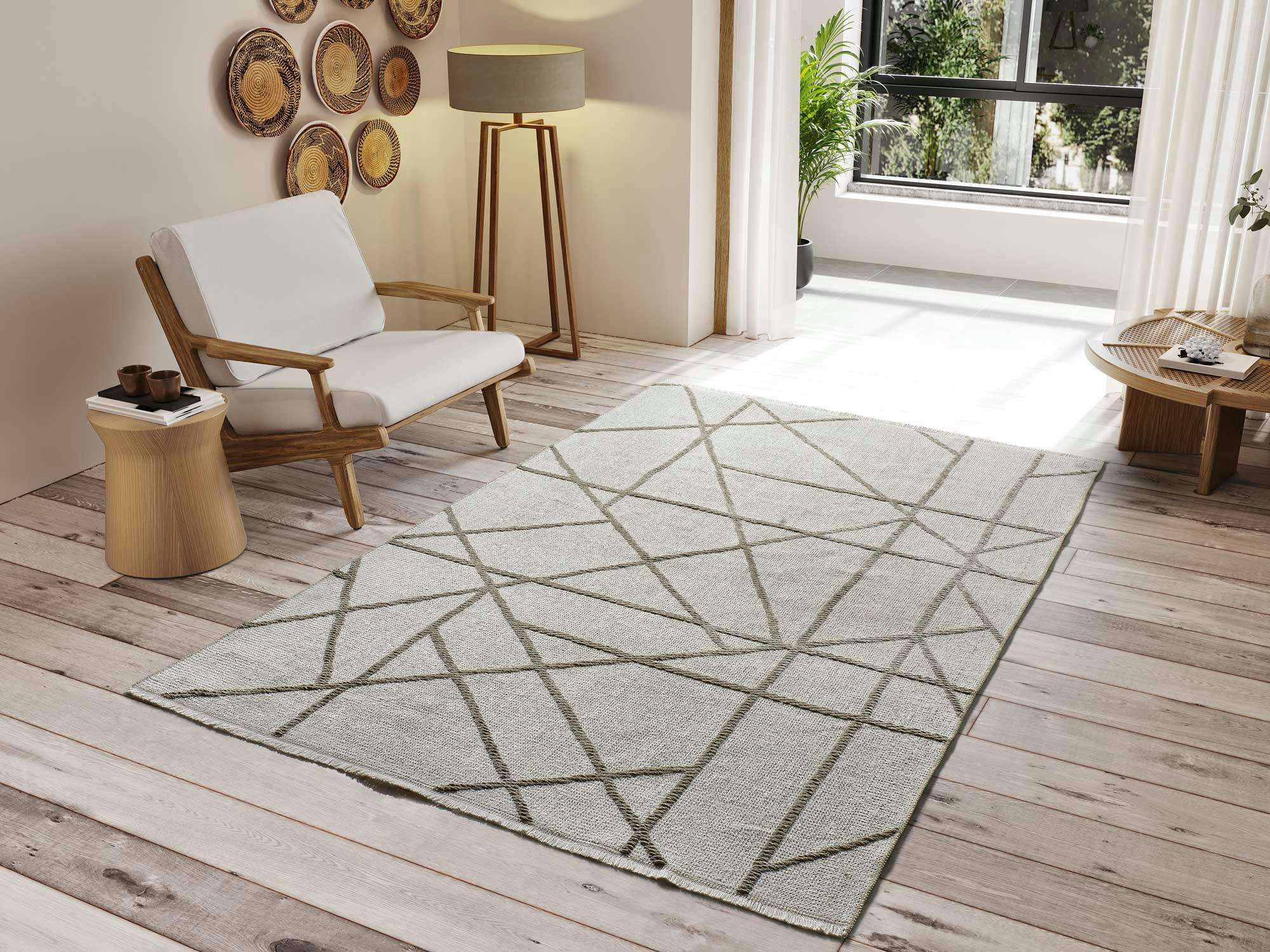 LUX - Tapis à motifs géométriques en relief beige, 120170 cm