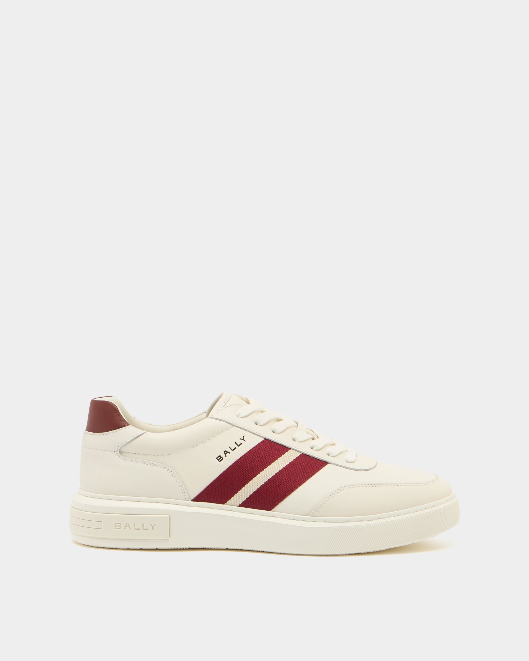 Bally Lift Sneaker aus weißem und rotem Leder