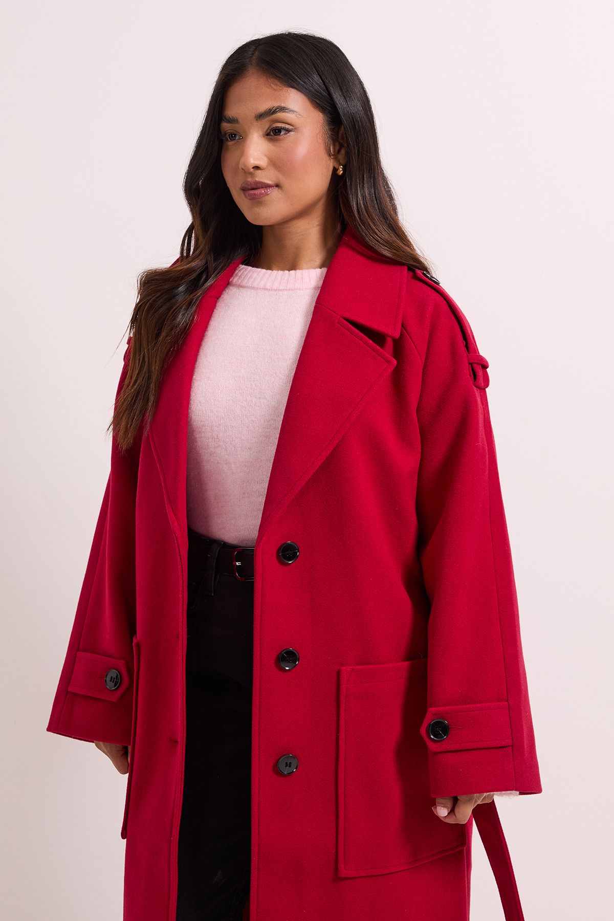 Dorothy Perkins Petite Belted Longline Coat