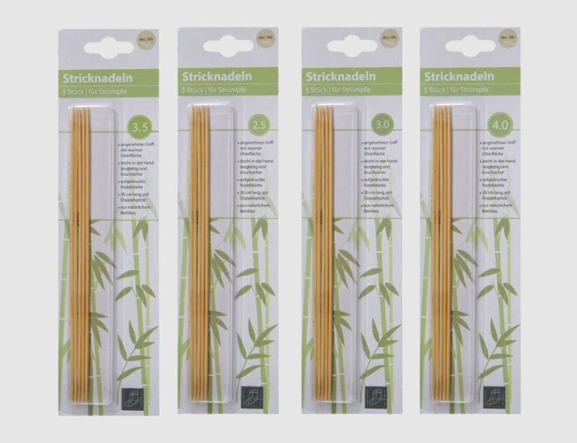 Strumpfstricknadeln Bambus 5er Pack