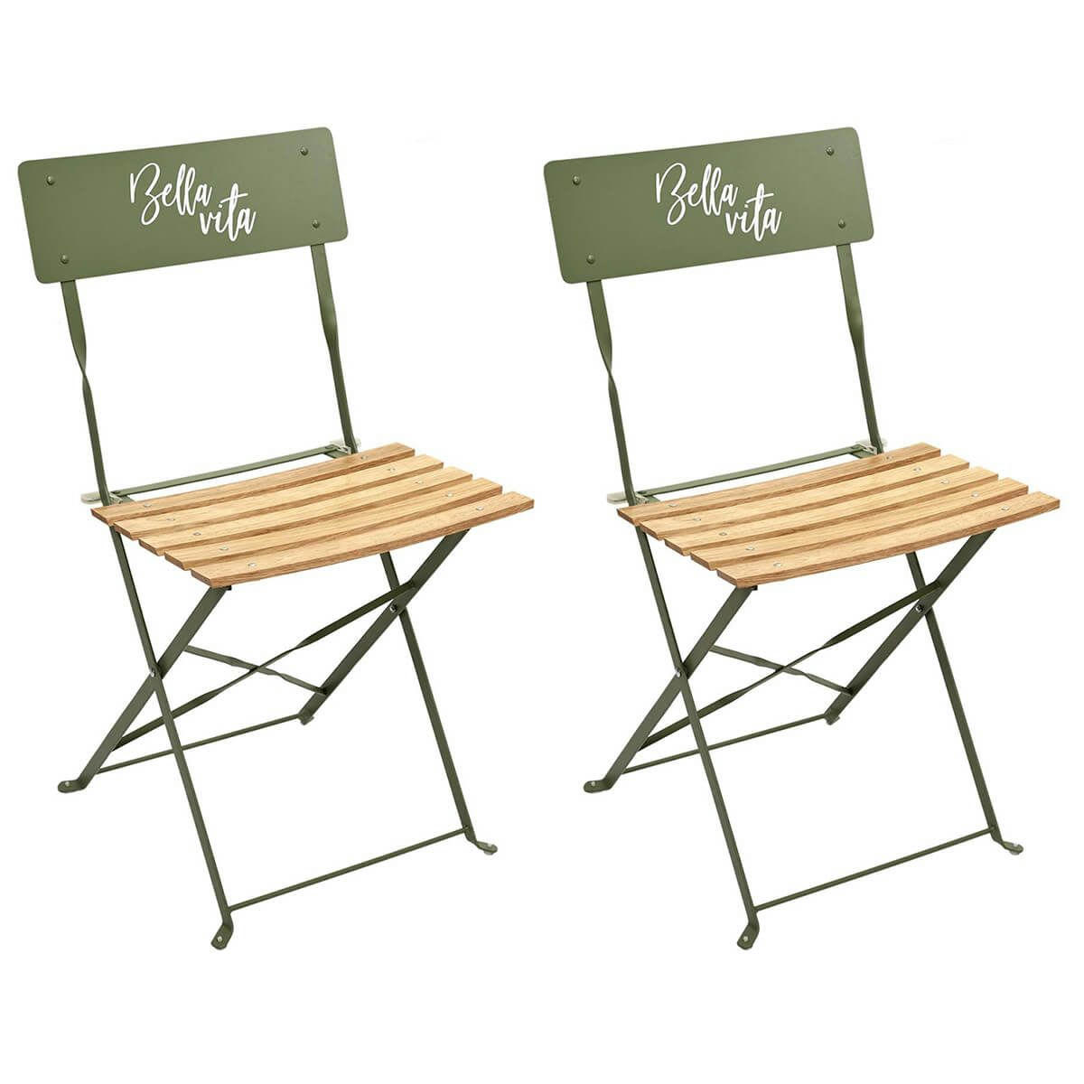 MALAM - Lot  de 2 chaises pliantes kaki motif bella vita