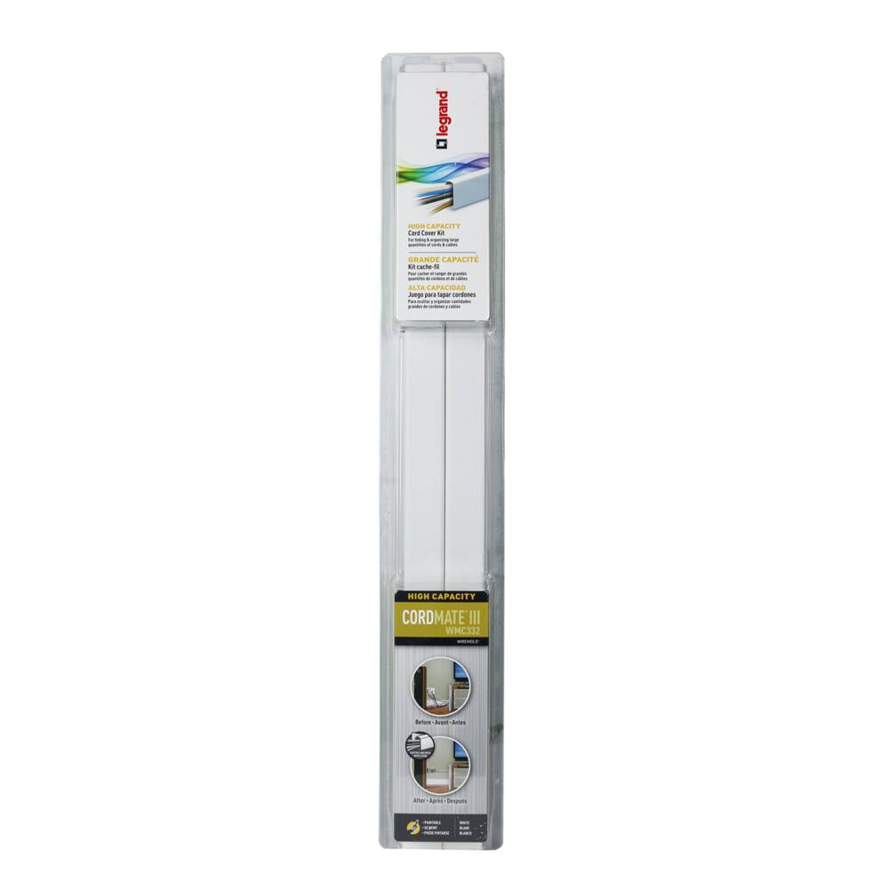 Wiremold WMC332 CordMate III Cable Management Kit, Paintable, White