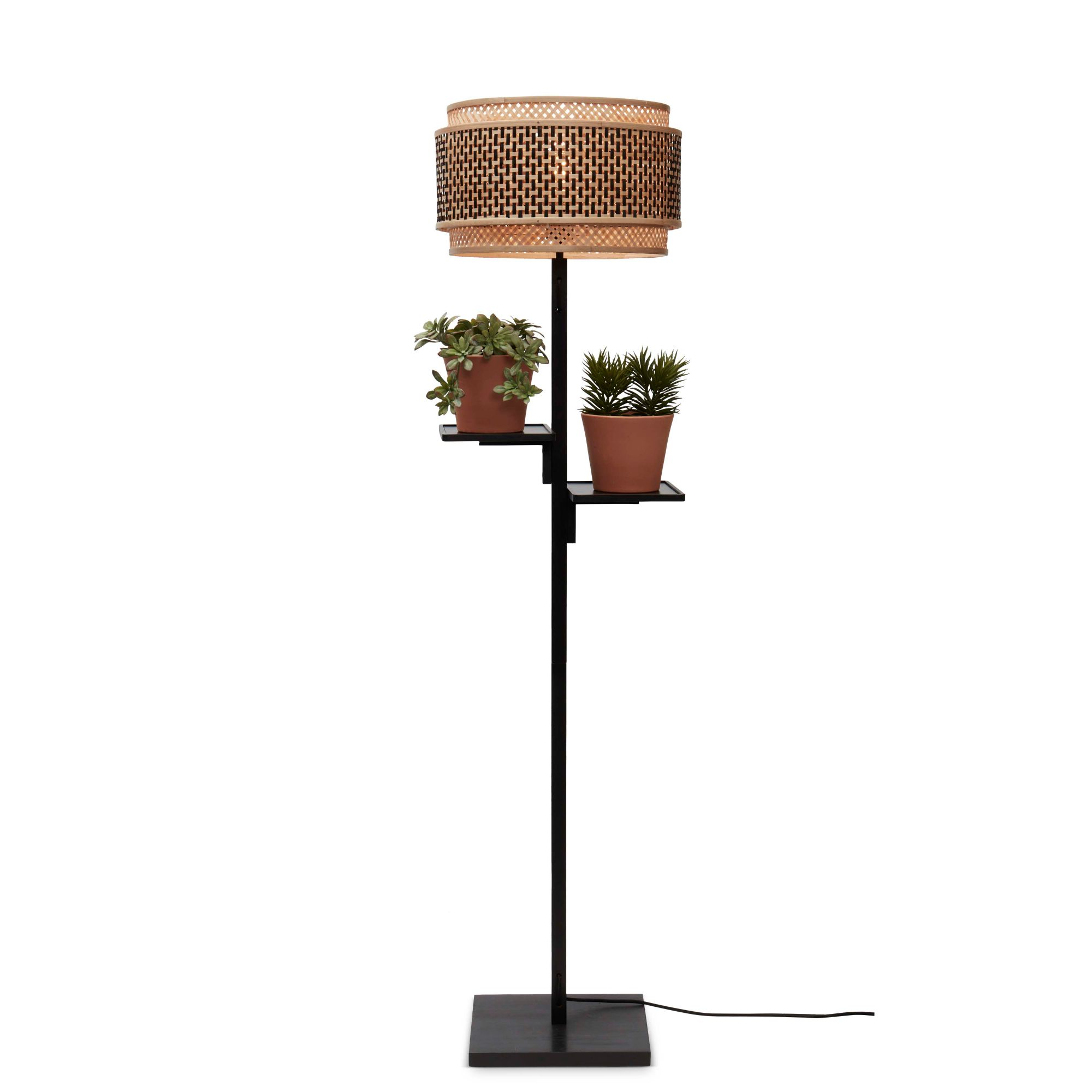 GOOD&MOJO vloerlamp Bhutan - bruin - Ø40cm