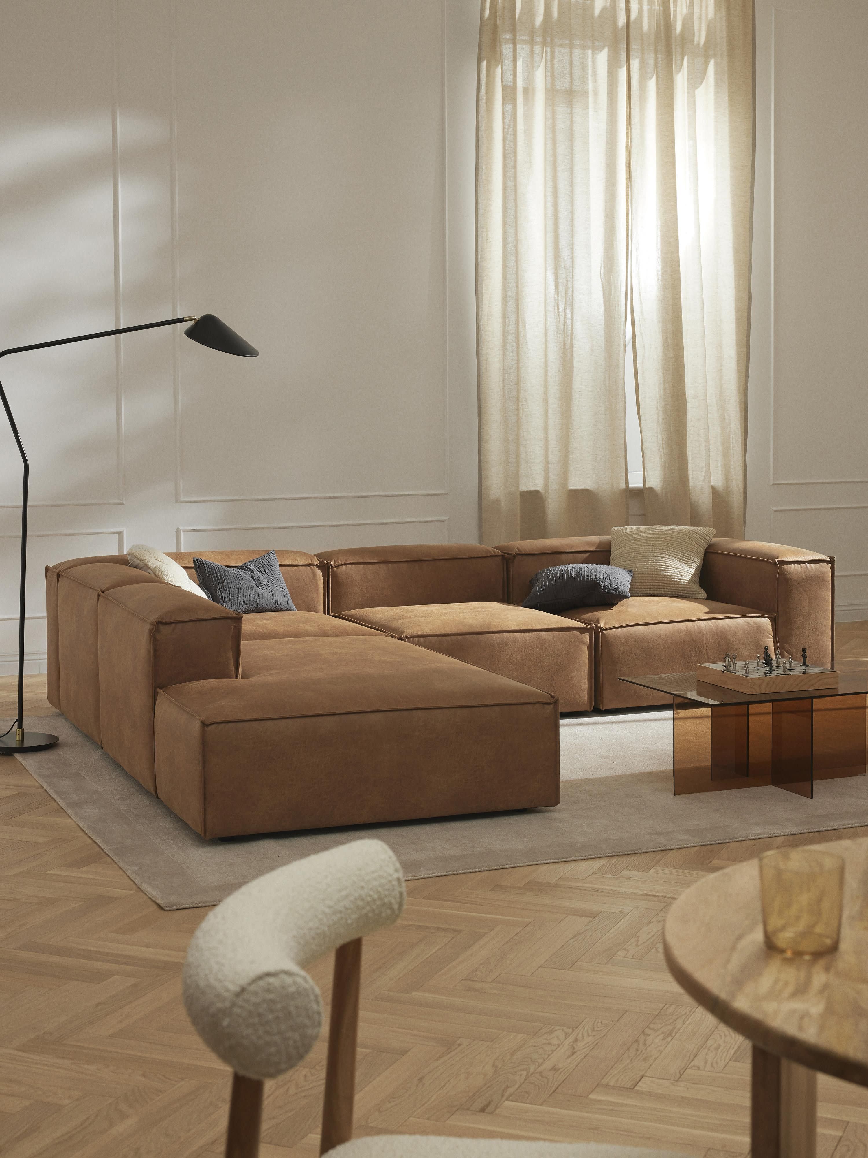 Modulares XL-Ecksofa Lennon (4-Sitzer) aus recyceltem Leder