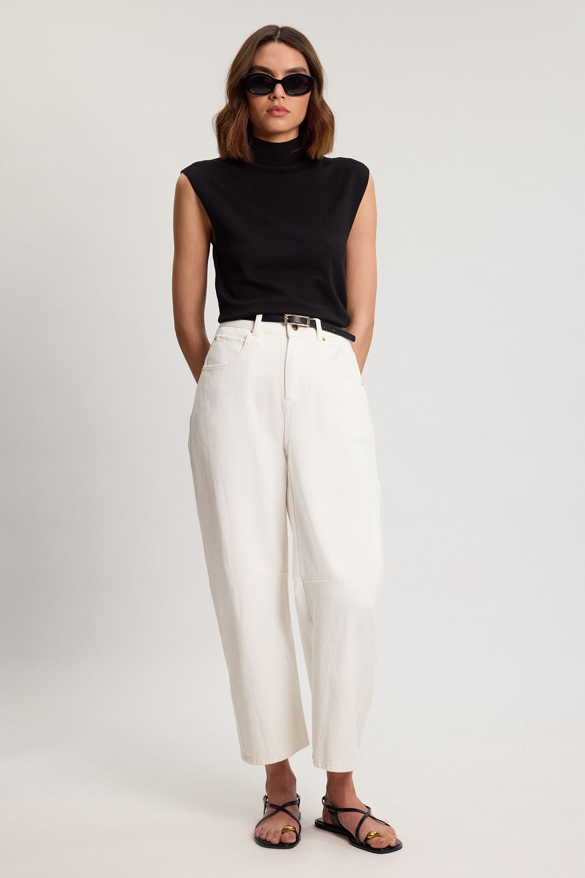 KarenMillen Viscose Blend Knit High Neck Tank Top