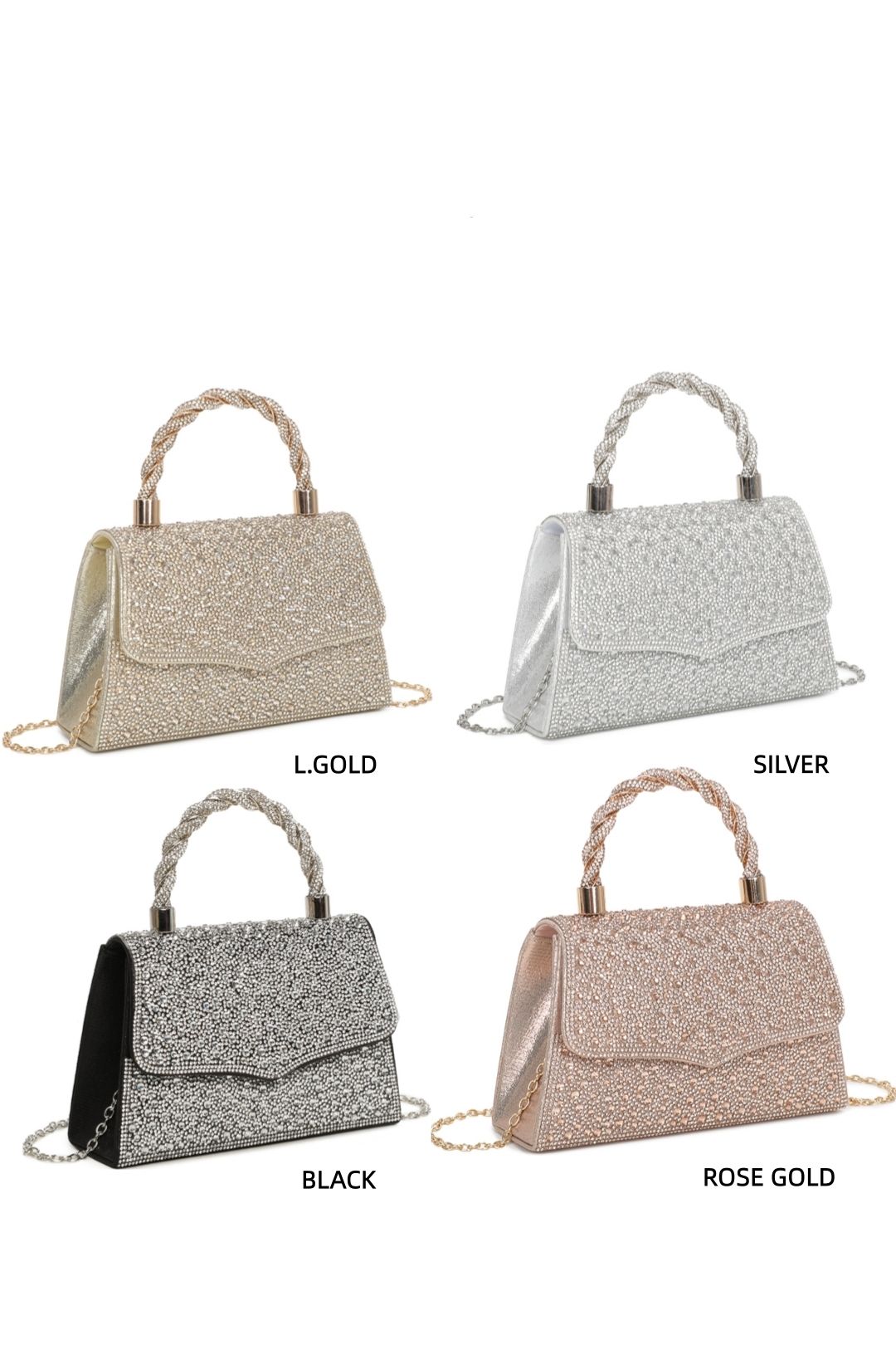 Fontanella Fashion Diamante Trapezoid Shaped Shoulder Top-Handle Evening Bag