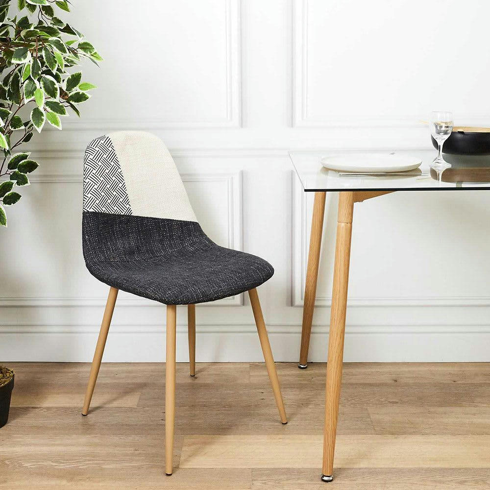 FIRST - Chaise patchwork noir blanc