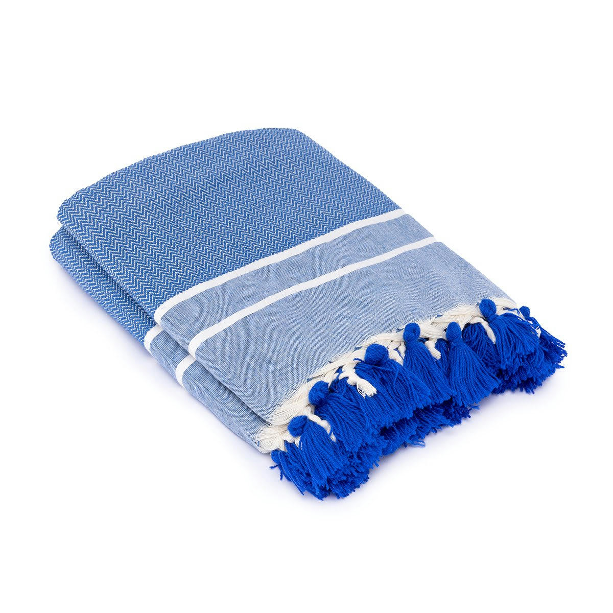 STOCKHOLM - Plaid coton  160x250 bleu grec