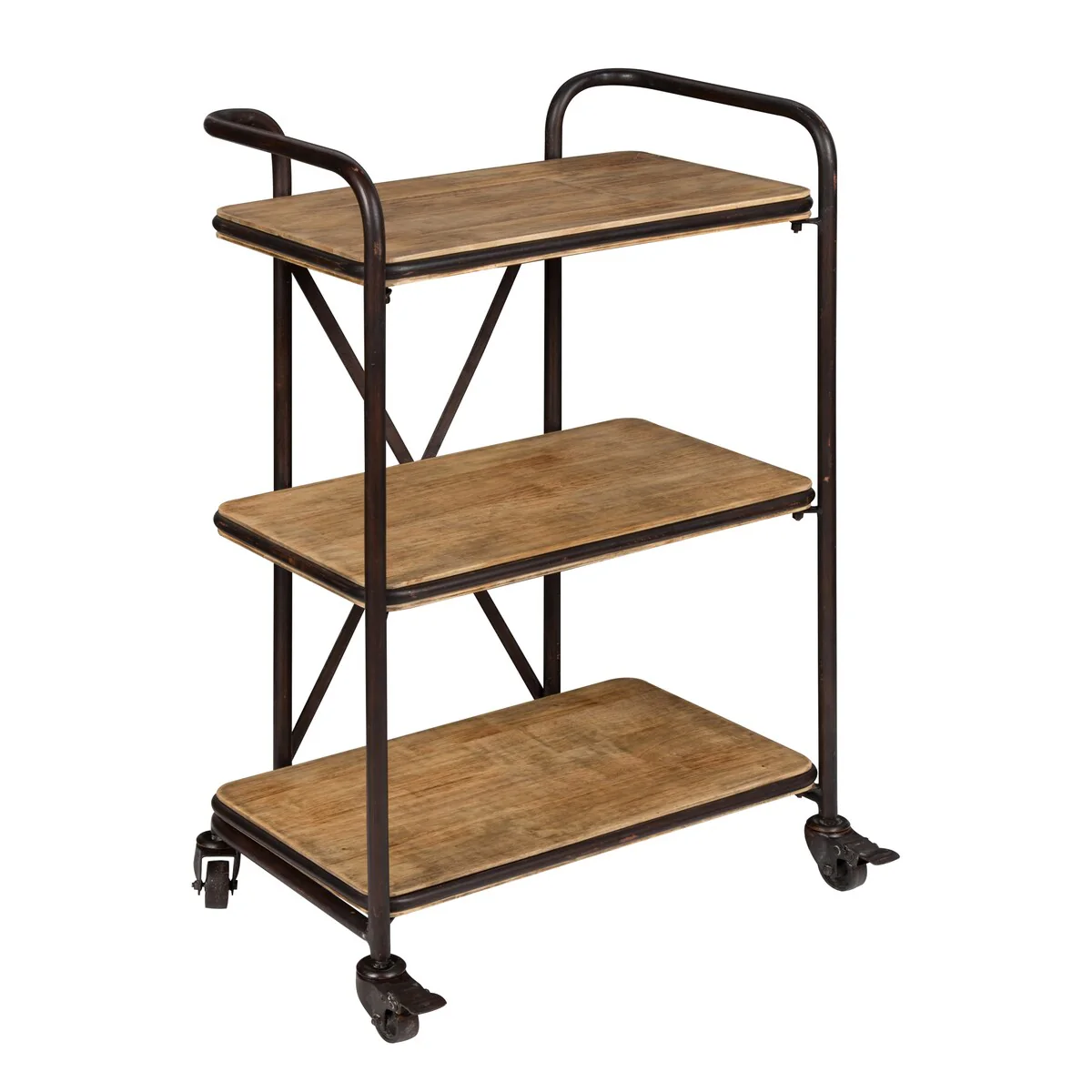 Kate and Laurel Kesson Metal and Wood 3 Tiered Kitchen and Bar Cart
