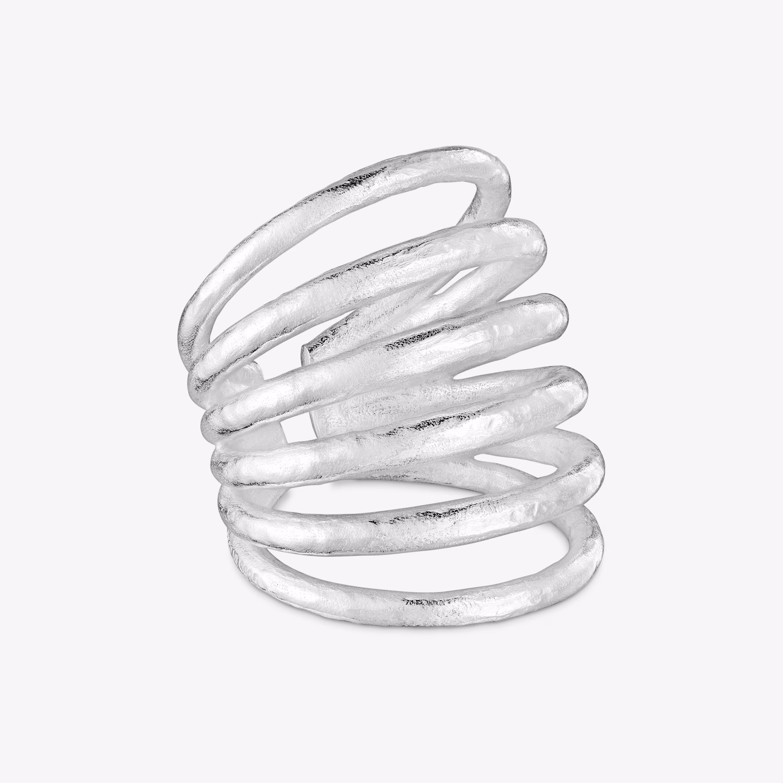 Anillo ancho de plata abierto Duna