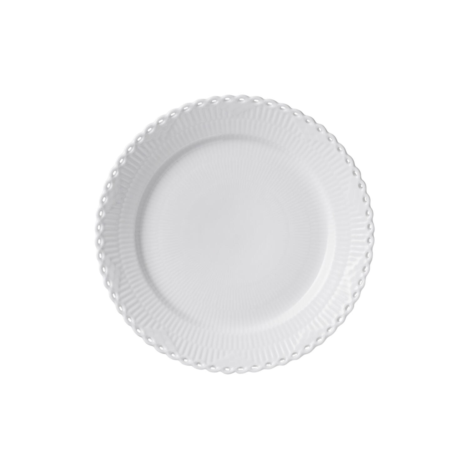 Hvid Riflet Helblonde Tallerken ø 27 cm