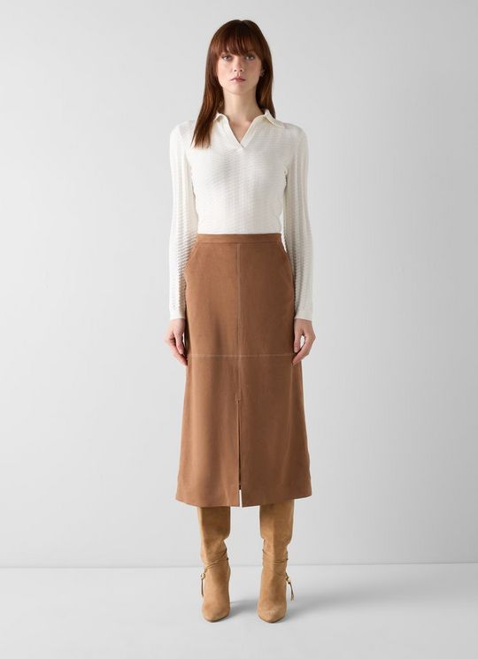 Lancy Brown Faux Suede Skirt