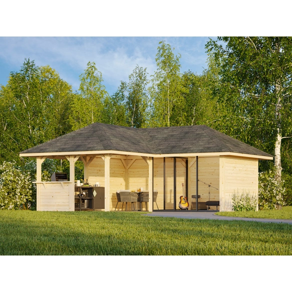 Pavillon »Bianca«, Aufstellmaße BxTxH: 672 x 672 x 319 cm, tauchgrundiert, Holz