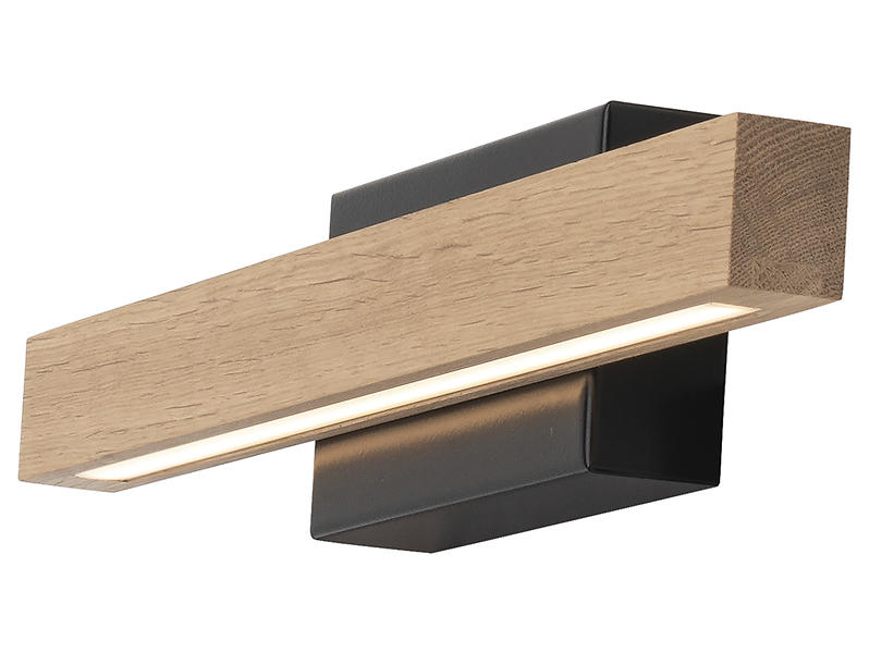 Kinkiet łazienkowy Aqua viva LED metalowo-drewniany czarno-brązowy