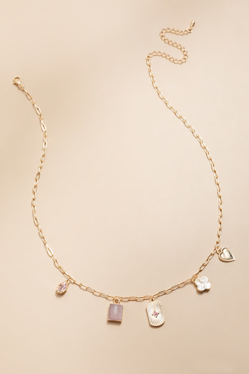 Ivy Girly Pink Charm Necklace