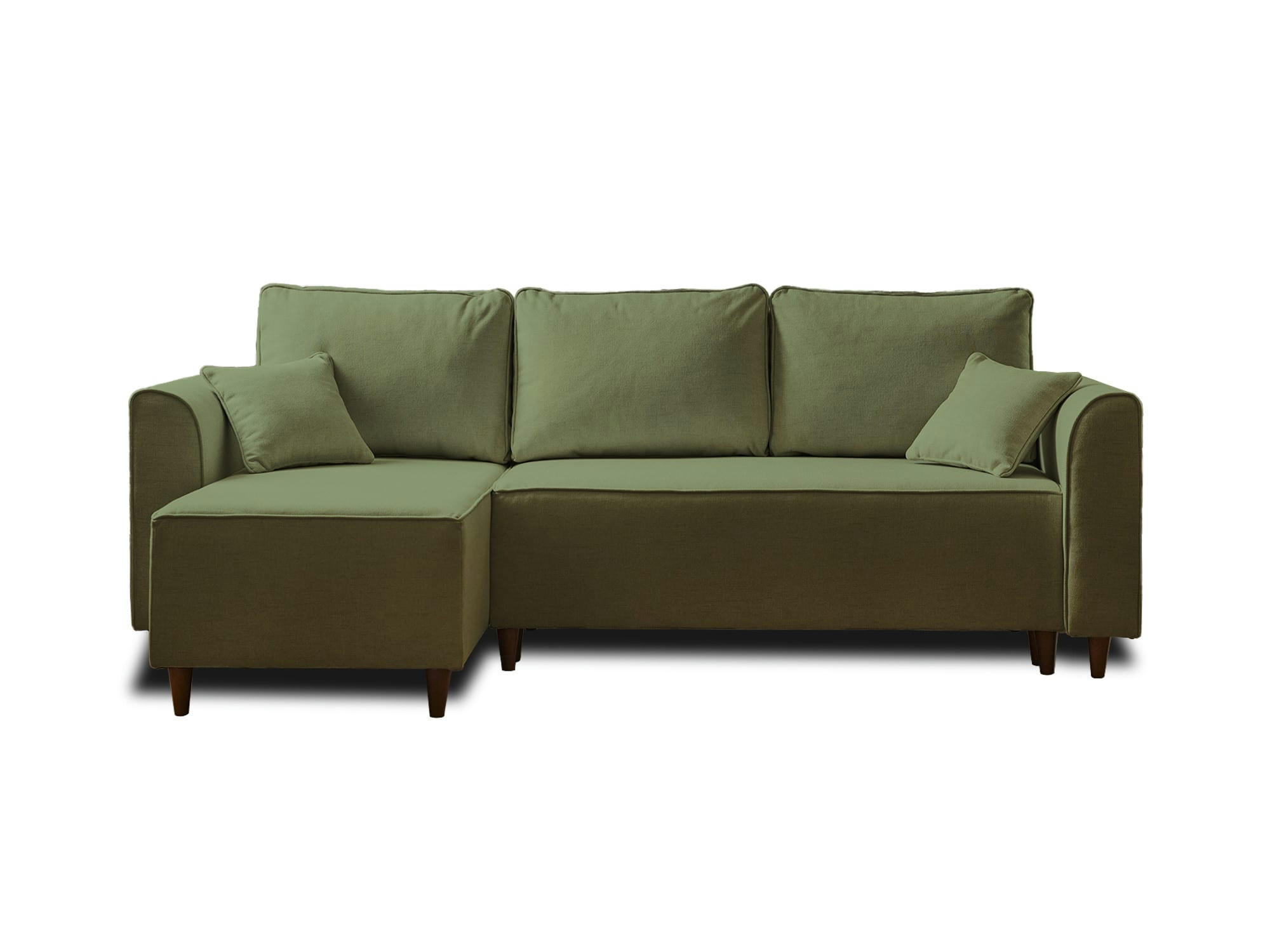 SAPHIR - Canapé d'angle réversible convertible 4 places en tissu vert sauge