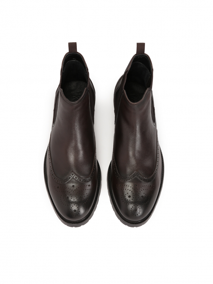 Brown leather Chelsea boots with rosette embellishment