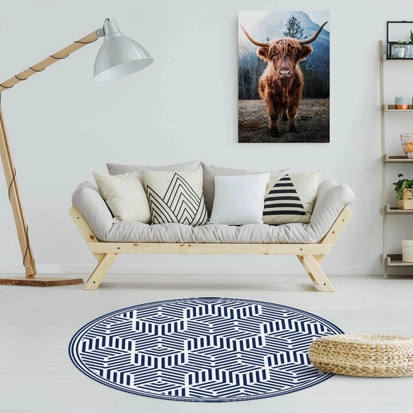Vinyl Teppich »Svenson«, BxL:136 cm x 136 cm, blau|weiß