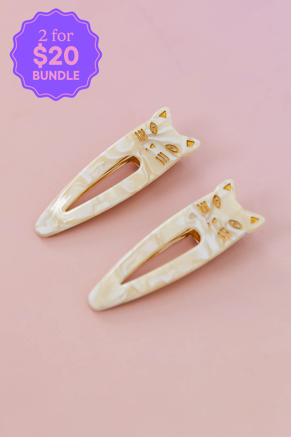 Cat Hair Clips in Cream