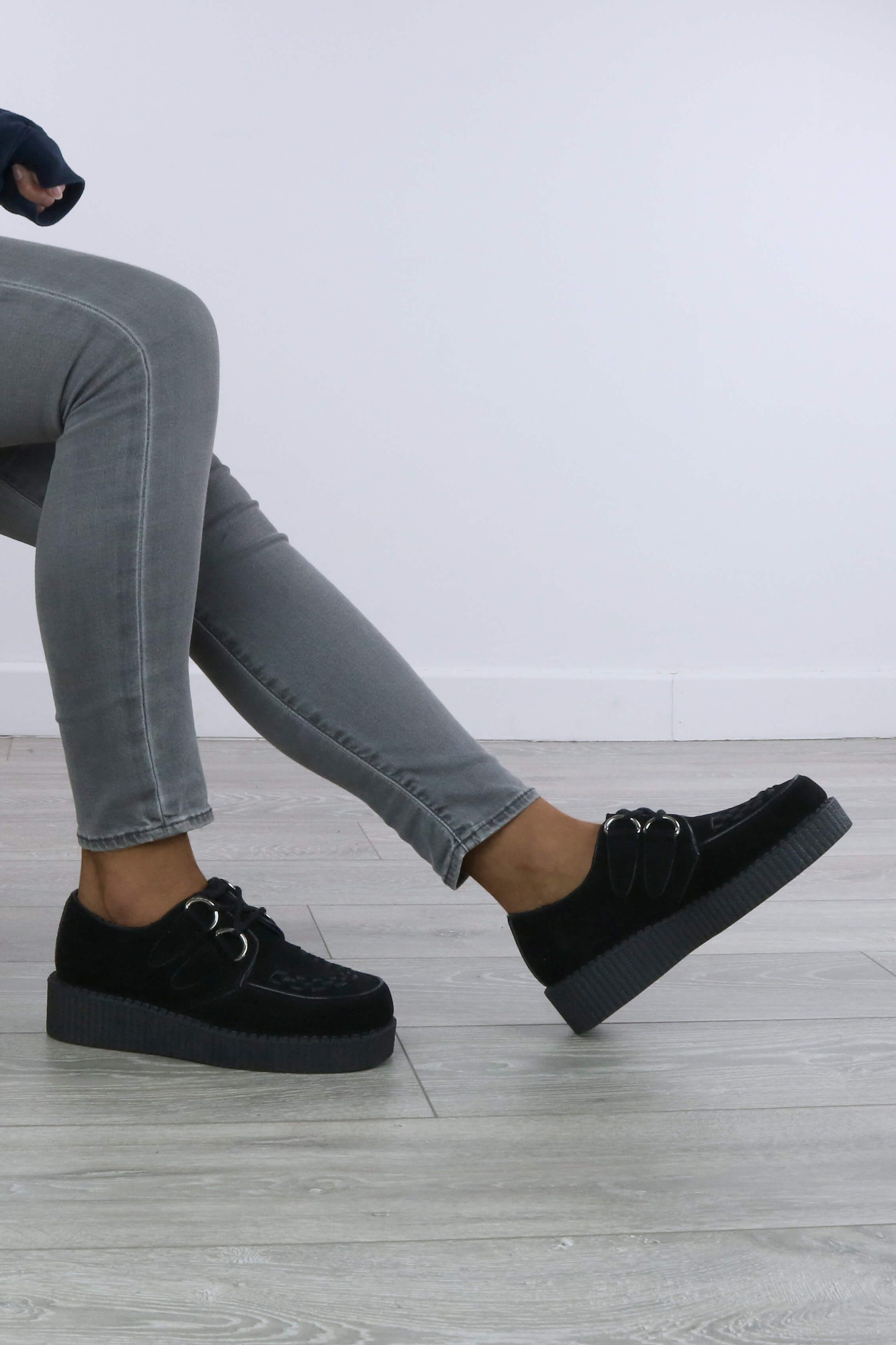 AJVANI Low Wedge Heel Creepers Lace Up Platform Brogues