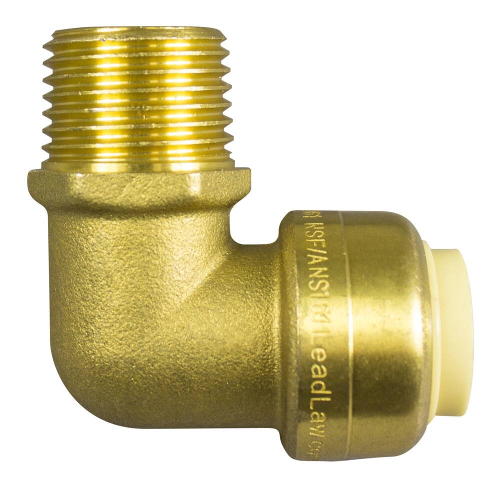 Waterline Push N' Connect 90-Degree Elbow, Male Pipe Thread, 1/2 x 1/2-in