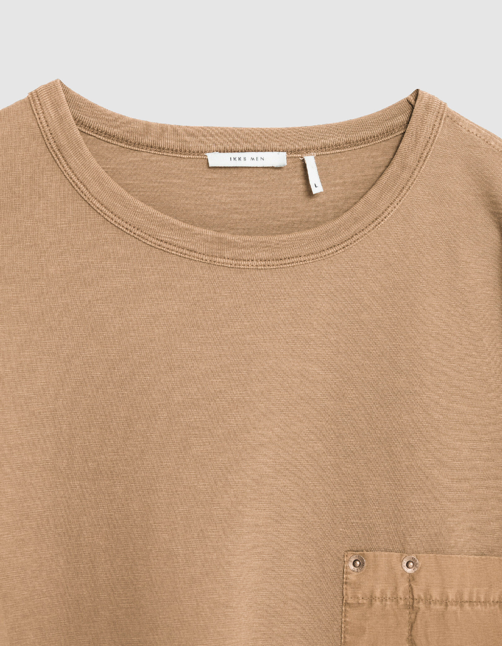 T-shirt beige col rond poche plaquée Homme