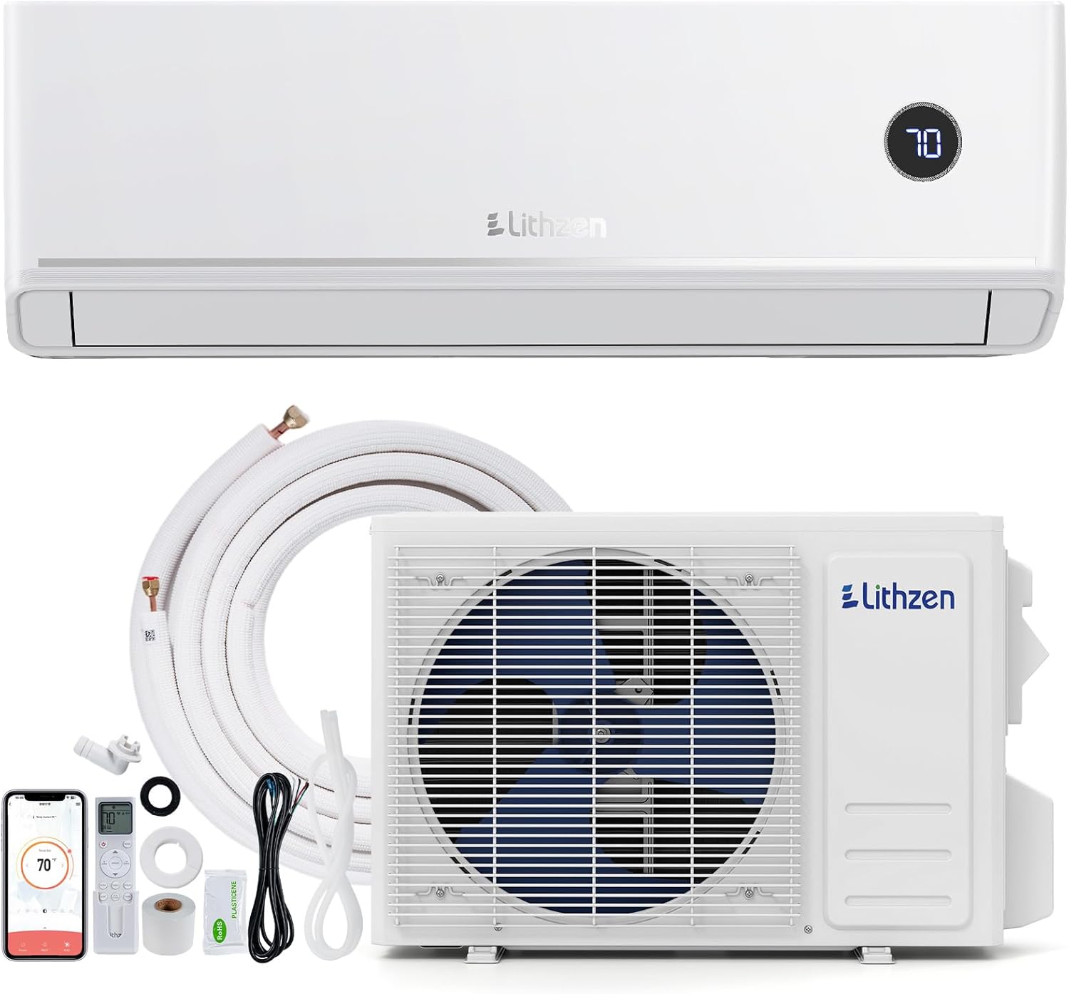 12000 BTU Mini Split Air Conditioner & Heater, 208/230V 18.1 SEER2 Wifi Enabled Energy Efficient Inverter Ductless AC & 1 Ton Heat Pump System, Works with Alexa, Cools Up to 600 Sq. Ft