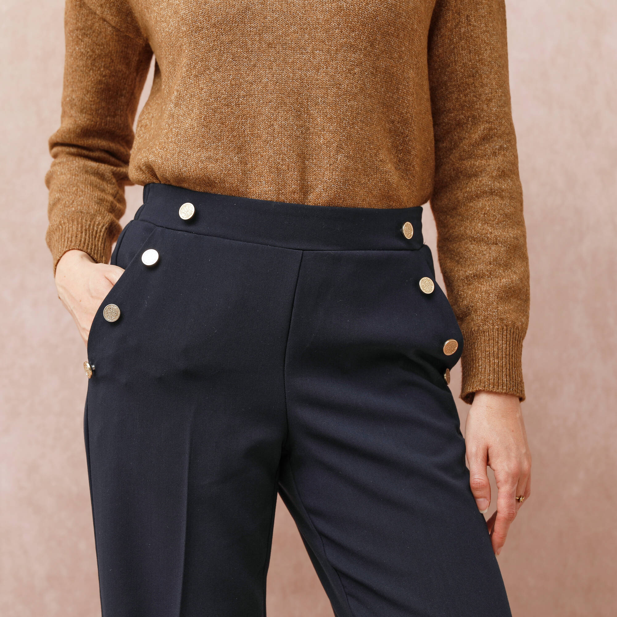 Pantalon fluide effet pont