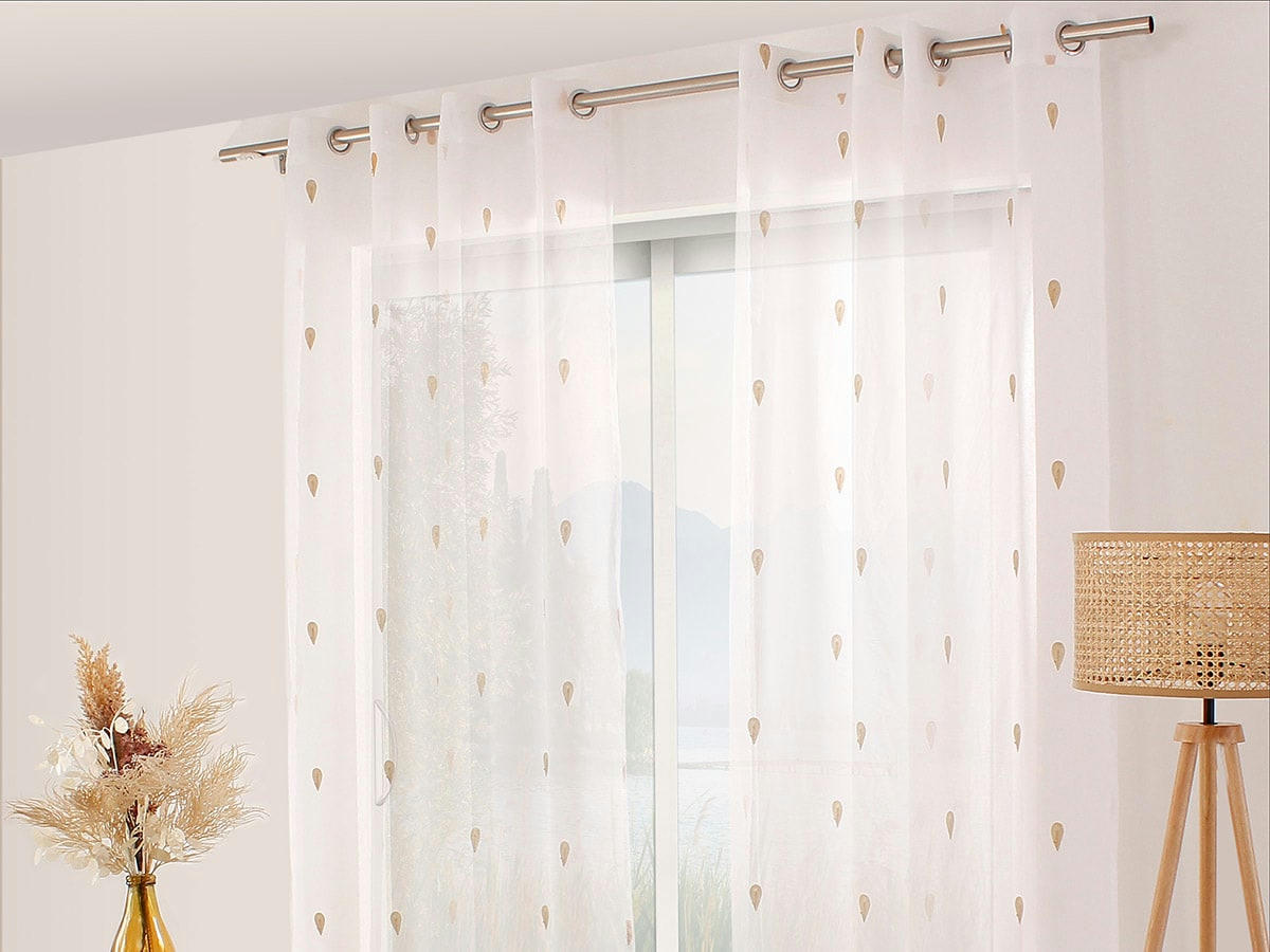 - Lot de 2 voilages étamine brodés Telline 140 x 240 cm