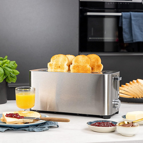 Grille-pain Inox Brossé 1400W 2 Fentes Longues