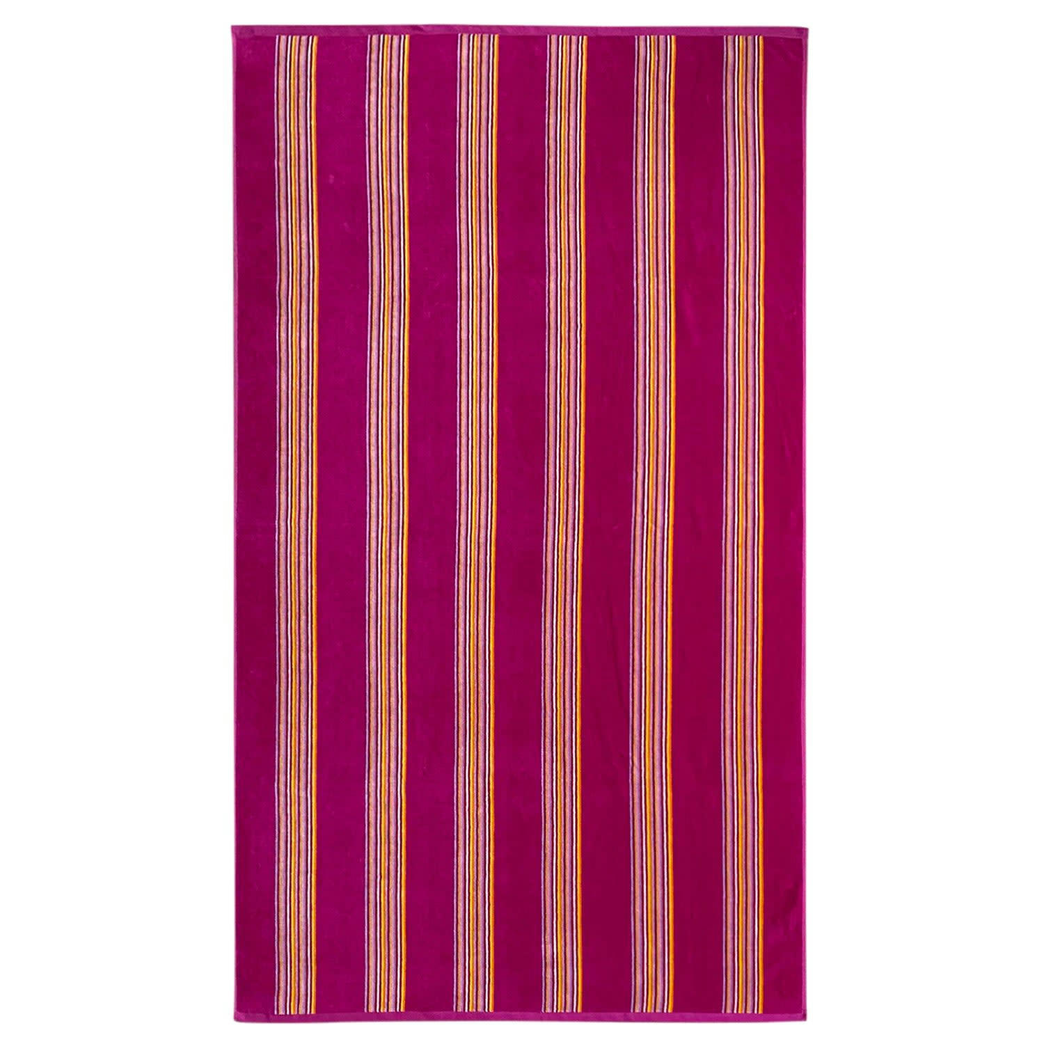RAYURES - Serviette de plage éponge velours Milonga Fuchsia 90x170 400g/m²