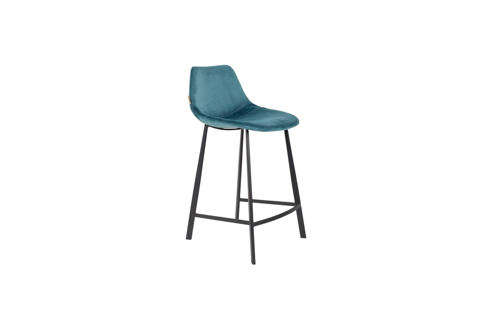 FRANKY - Tabouret de bar en velours pétrole
