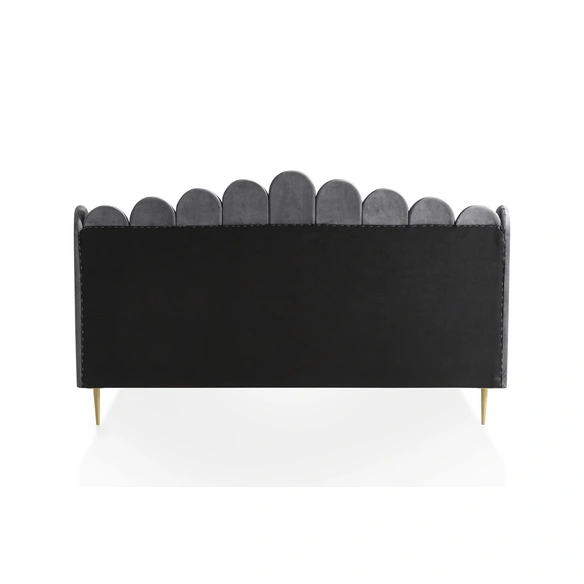 Muschelbett, grau/goldfarben, MDF/Samt (100% Polyester)/Metall