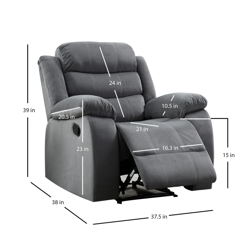 Jim Modern Grey Upholstered Manual Reclining Living Room Chair