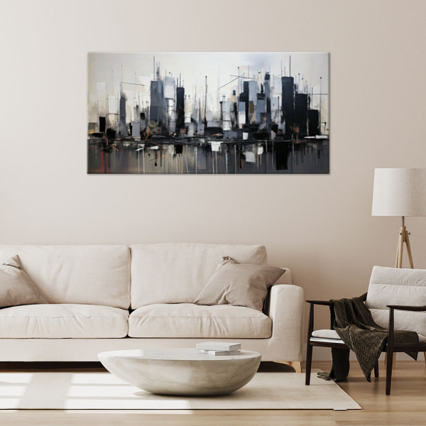 Feeby Obraz na płótnie, Miasto Abstrakcja Szarośc Architektura 80x40