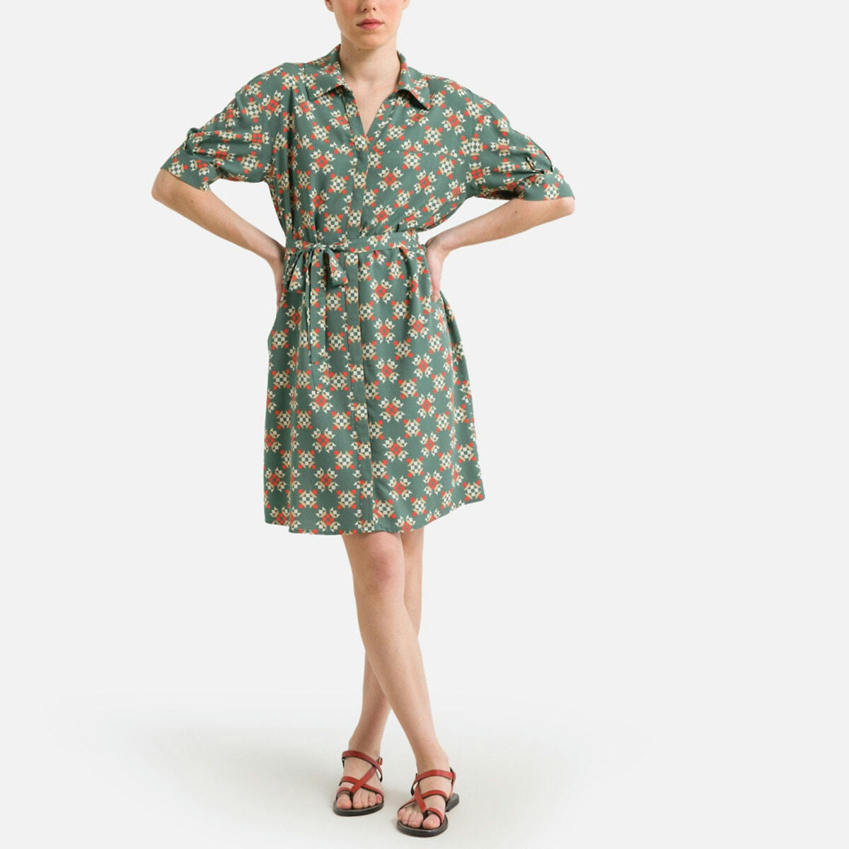 Robe chemise, manches courtes