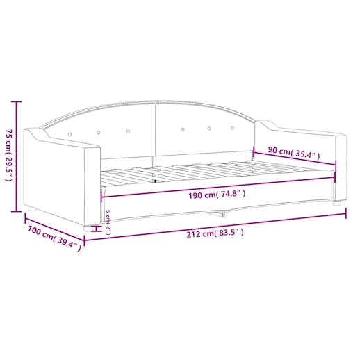 NNEVL Day Bed Dark Grey 90x190 cm Fabric