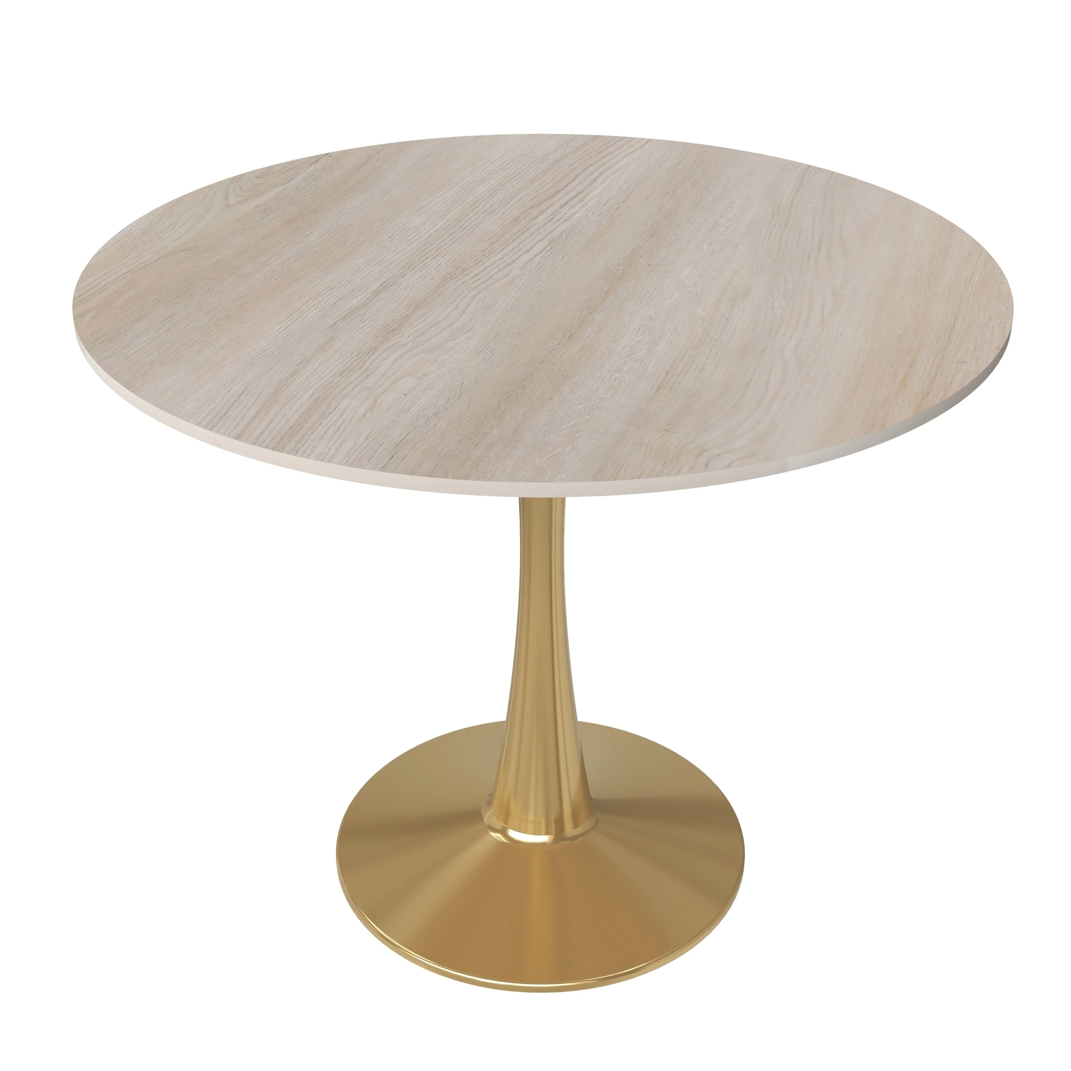 Bristol Round Dining Table 35 in. Sintered Stone Tabletop & Brushed Gold Stainless Steel Pedestal Base