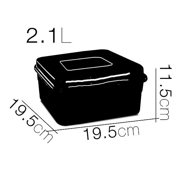 Lot de 6 boîte de conservation carrée avec couvercle, récipient alimentaire, 2.1 L - Longueur 19.5 x Profondeur 19.5 x H 11.5 cm
