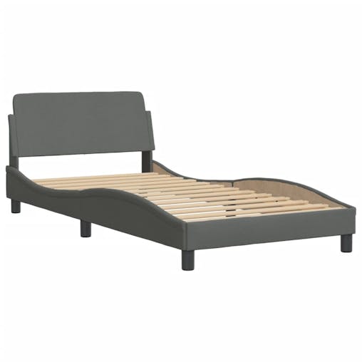 NNEVL Bed Frame with Headboard Dark Grey 107x203 cm Fabric