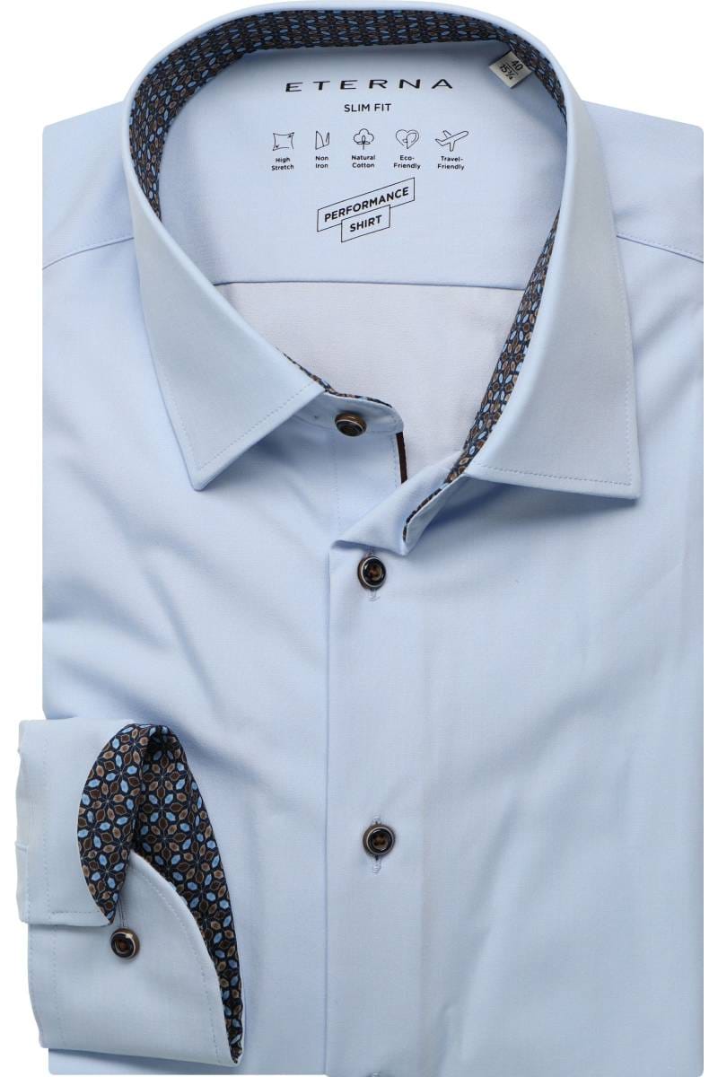 ETERNA Performance Slim Fit Hemd hellblau, Einfarbig