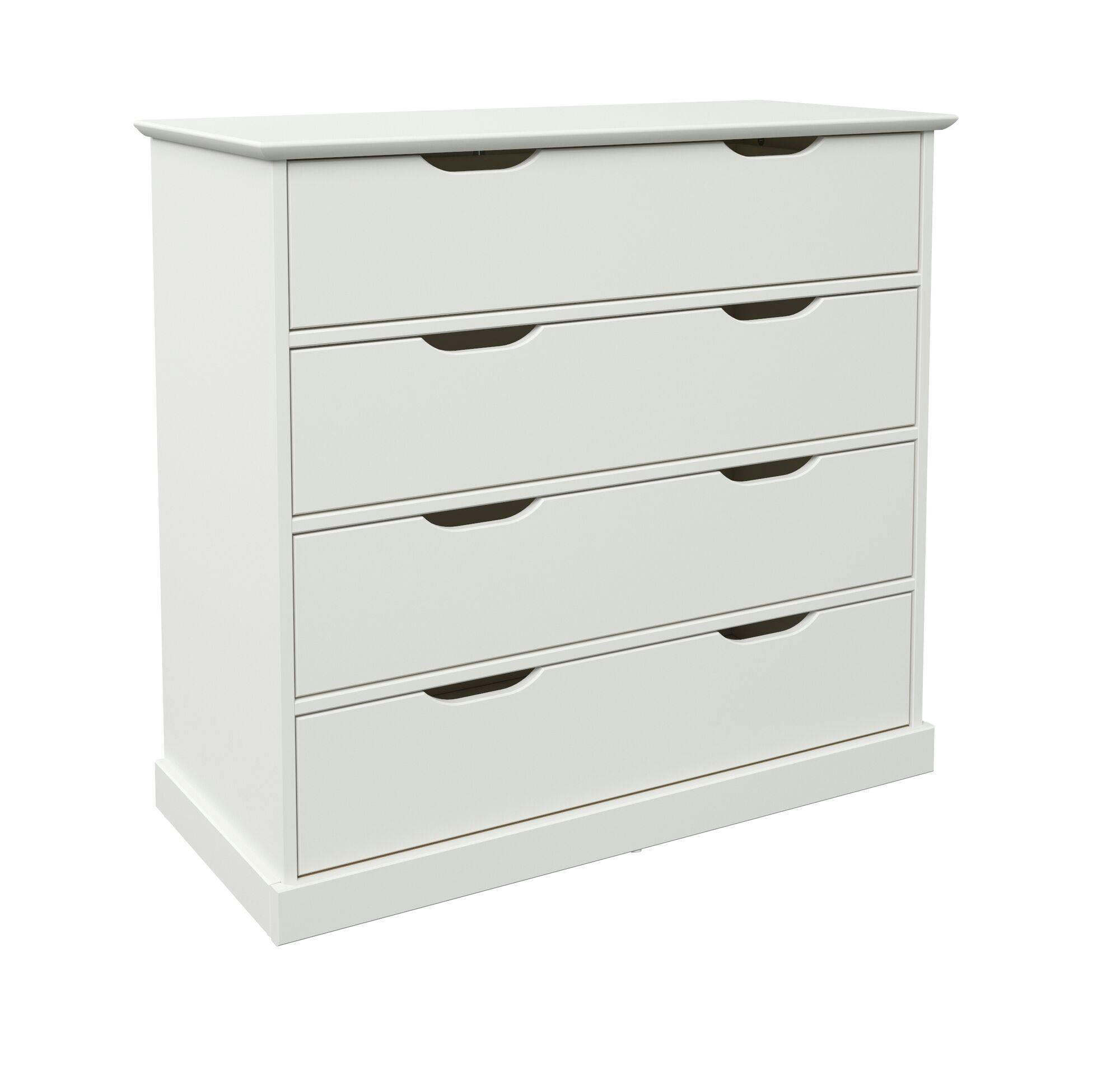 THEA - Commode 4 tiroirs effet bois blanc