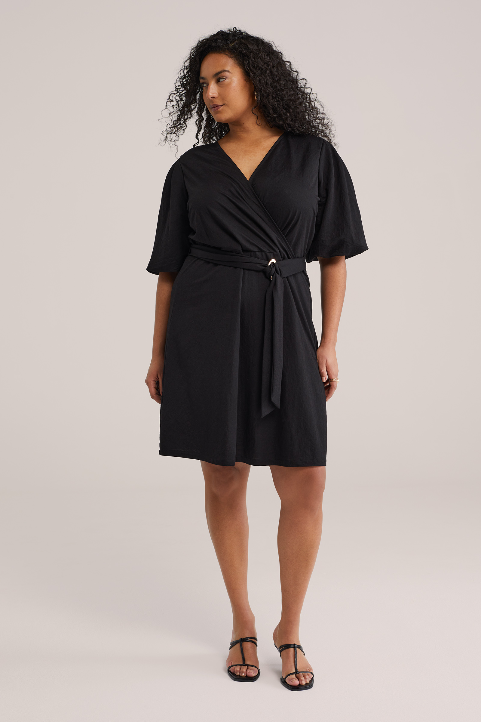 Dames jersey jurk met ballonmouwen - Curve