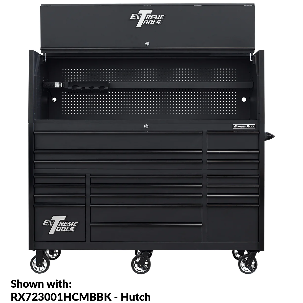 Extreme Tools 72�� x 30��, 19 Drawer Roller Cabinet with 250 lbs. drawer slides, RX 250 Series(Green - Black)
