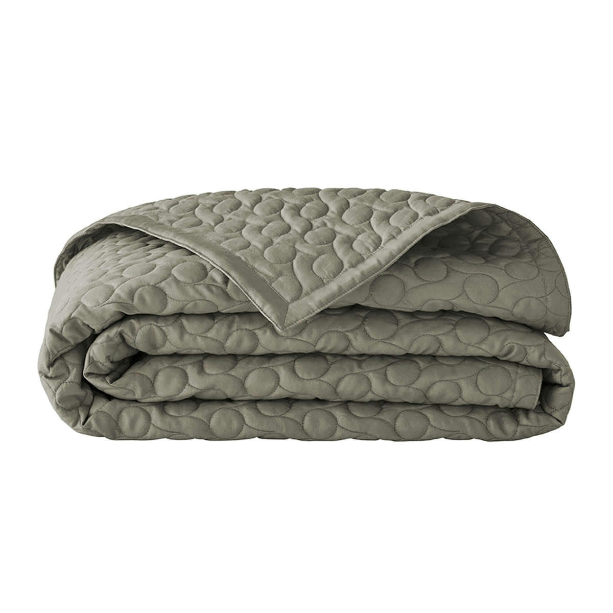 POESIE - Couvre-lit matelassé en satin de coton bio kaki 260x240